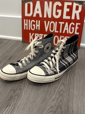 Converse Plaid & Houndstooth High Top Sneakers - Black, White, Pink